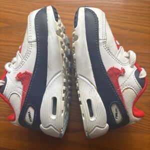 Nike Air Max Kids White and Navy Sneakers with Red Accents